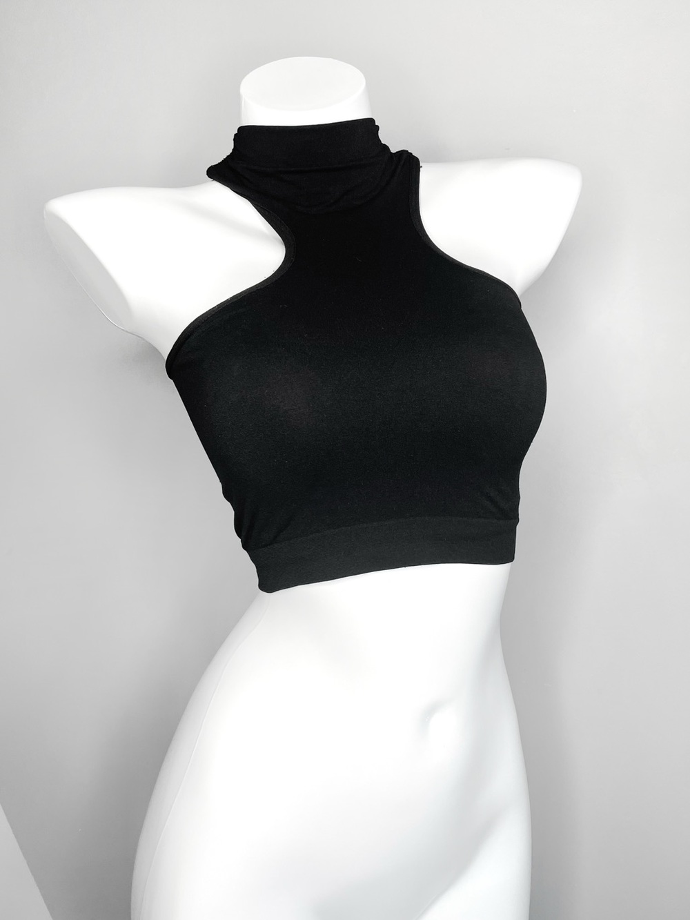 Black High Neck Sleeveless Crop Top